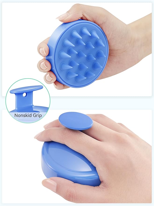 HEETA Shampoo Scalp Brush Massager Hair Growth, Scalp Scrubber with Soft Silicone Bristles for Hair Growth & Dandruff Removal, Hair Brush for Scalp Exfoliator, Royal Blue HEETA