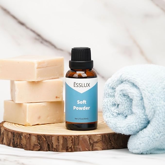 Soft Powder Fragrance Oil - ESSLUX Essential Oils for Diffuser, Candle Soap Making Clean Fresh Scents, Aromatherapy Scented Massage, Perfume for Humidifier Home Fragrance, 1 fl oz - Bloomnest