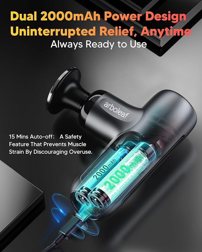 arboleaf Mini Massage Gun with Heat, Percussion Muscle Massager for Pain Relief, Portable & Quiet, Handleld Small Massager Heated, Travel Size with Case, Gift for Men & Women - Bloomnest