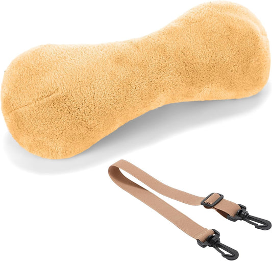 1 Pc Neck Pillow for Recliner Headrest Pillow Bone Shaped Chair Plush with Adjustable Strap Neck Support and Pain Relief Curve Head Cushion for Car Travel Airplane (Yellow)