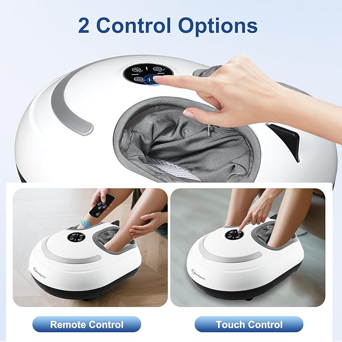 Foot Massager with Heat Shiatsu Feet Massage Machine Deep Kneading Relief for Plantar Fasciitis Air Compression 3 Heat Levels, Relax for Home Office Use, Christmas Gifts for Women Mom Dad White - Bloomnest