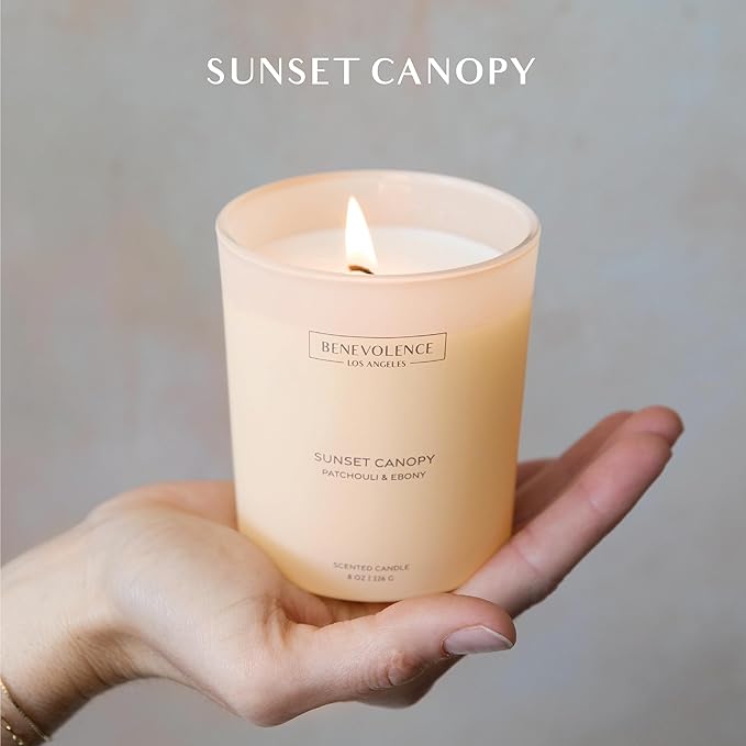 Patchouli & Ebony – Benevolence LA Scented Candle | 8oz, 45-Hour Burn | Natural Soy Wax, Cotton Wick | Warm & Grounding Home Fragrance | Malibu Sands Collection – Gift for Women & Men - Bloomnest