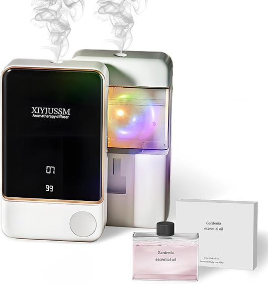 Waterless Essential Oil Diffuser for Home & Office Cordless Battery Operated Aroma Diffuser with 7 Mist Levels, Ultrasonic Air Freshener for Large Rooms Bedroom Bathroom Car Small & Portable - Bloomnest