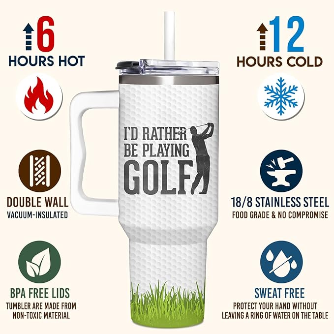 Golf Gifts For Men, Golf Gift For Fathers Day, Birthday, Best Present Ideas From Son, Daughter And Kids, Cool Gifts For Women, Christmas Gift for Golfers Men, Dad, Golfers Tumbler 40oz With Handle - Bloomnest