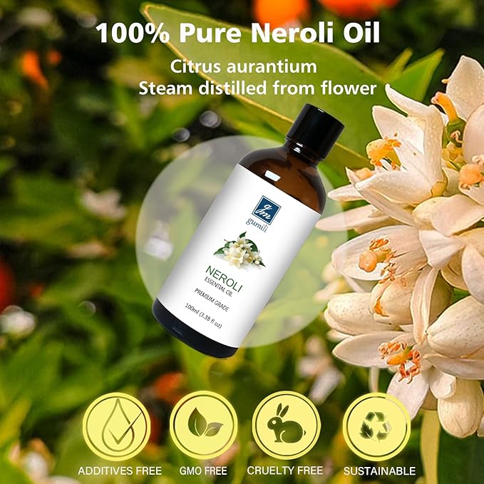 Neroli Essential Oil, Pure Neroli Oil for Diffuser - 3.38 Fl Oz 100ml - Bloomnest