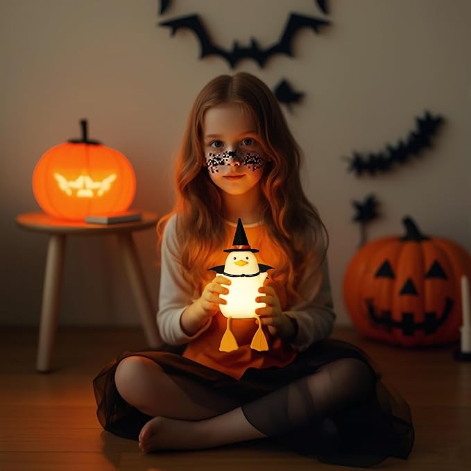 Attivolife Duck Night Light for Kids, LED Bedside Table Silicone Lamp, Timer Dimmable Animal Magician Touch Control Nursery Portable, Halloween Birthday Gift for Boy Girl (Bat Wing) - Bloomnest