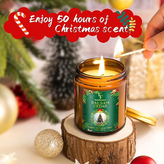 Christmas Candle, Christmas Cookies Scented Candles for Home, Holiday Candles Natural Soy Candle, Aromatherapy Candle 7 oz Jar Candles Christmas Gifts for Women Men - Bloomnest