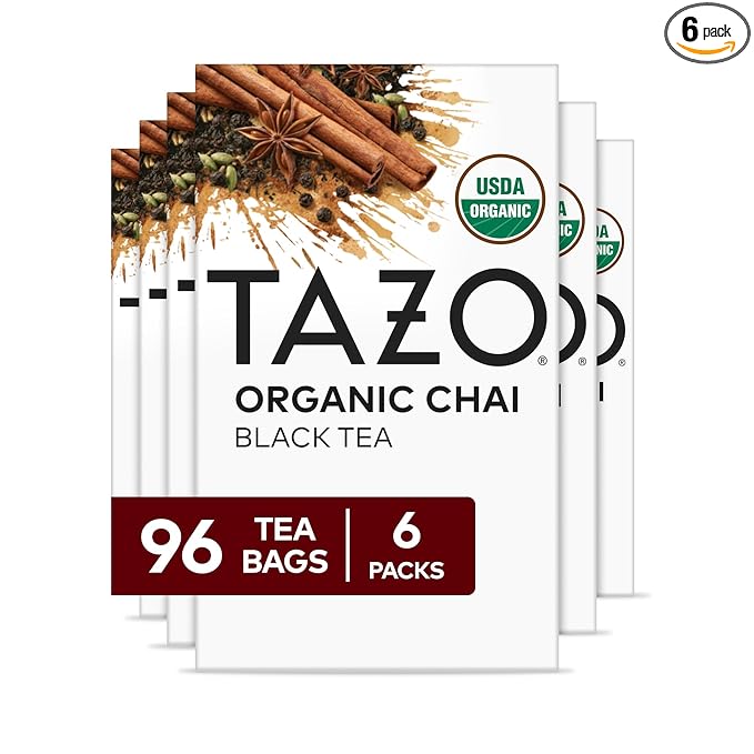 TAZO Organic Chai Black Tea Bags, Chai Tea, 96 Total Tea Bags (16ct - Pack of 6) - Bloomnest