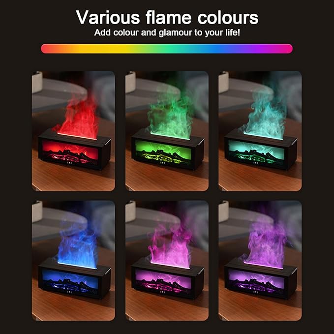 Essential Oil Diffuser, Fireplace Flame Aromatherapy Diffuser with 7 Colors Light, Oil Diffuser, Humidifier, Aroma Diffusers for Home, Office, Yoga, Timer & Waterless Auto Off - Bloomnest