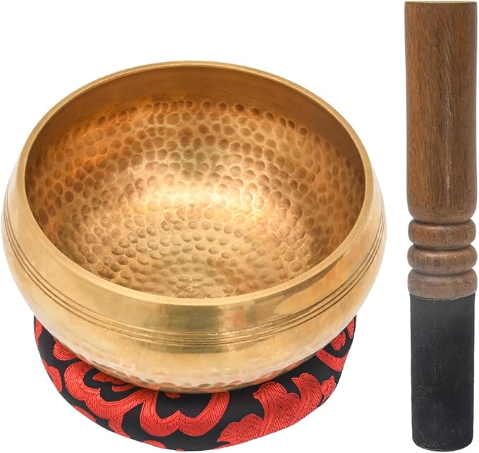Tibetan Singing Bowl Set - Authentic Cuencos Tibetanos for Sound Healing, Meditation & Chakra Balancing - Includes Cushion, Mallet-Unique Spiritual Gifts for Women and Men (Bronze 7.5") - Bloomnest