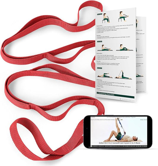 Trideer Stretching Strap Yoga Strap for Physical Therapy, 10 Loops Yoga Straps for Stretching, Non-Elastic Stretch Strap for Pilates, Exercise, Stretch Band for Women & Men - Bloomnest
