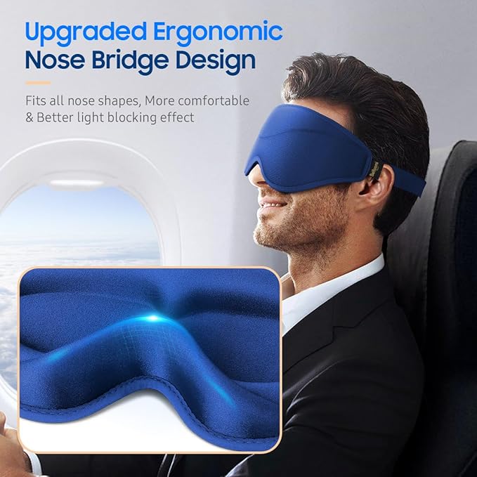 Sleep Mask, 2 Packs Premium Eye Mask for Sleeping, Total Blackout, Superior Soft Comfort, Upgraded 3D Ergonomic Designed Sleeping Mask for Home, Office, Travel, Meditation, Yoga, Blue & Purple - Bloomnest