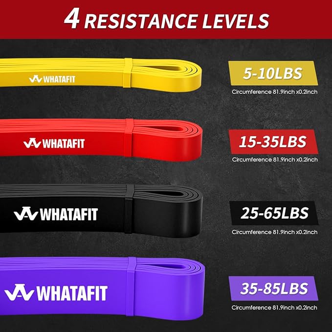 WHATAFIT Resistance Bands, Pull Up Assistance Bands, Exercise Bands, Workout Bands Set for Men and Women Home Fitness, Body Stretching, Strength Training, Physical Therapy - Bloomnest