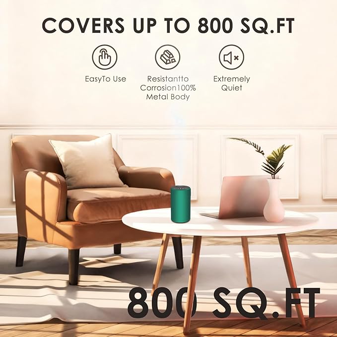Waterless Essential Oil Diffuser, 7 Colors LED Light, Battery Powered Mini Scent Air Machine, Aromatherapy Mist Diffuser for Home Room Car Office (Green) - Bloomnest