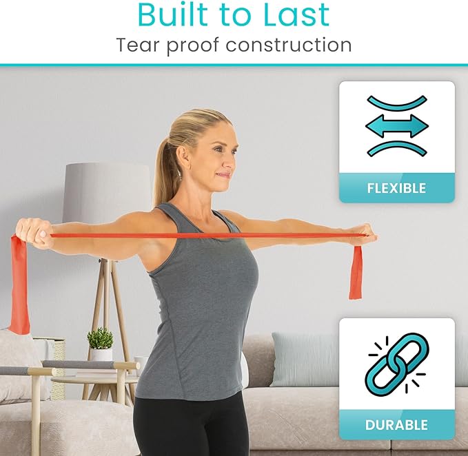 Vive Professional Resistance Bands - 25 Yard Non-Latex Roll for Physical Therapy, Lower and Upper Body Exercise Workout - Straight Elastic for Strength Training, Rehabilitation, Women, Men - Bloomnest