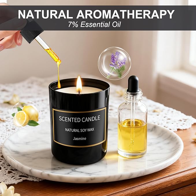 8 Pack Scented Candles Set for Men, Aromatherapy Soy Candles for Home Scented, Black Mens Candle Gift Set for Dad, Boyfriend, Birthday, Father’s Day, Anniversary - Bloomnest