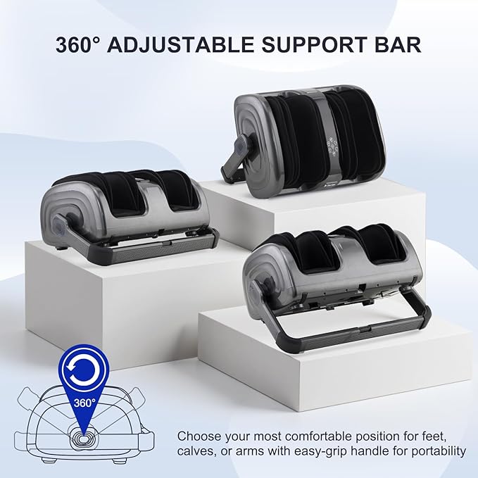 Shiatsu Foot Massager with Heat, Feet Massager for Neuropathy, Plantar Fasciitis and Pain Relief, Deep Kneading and Rolling Massage for Feet/Calf/Leg/Ankle,Gifts for Women Men, Grey