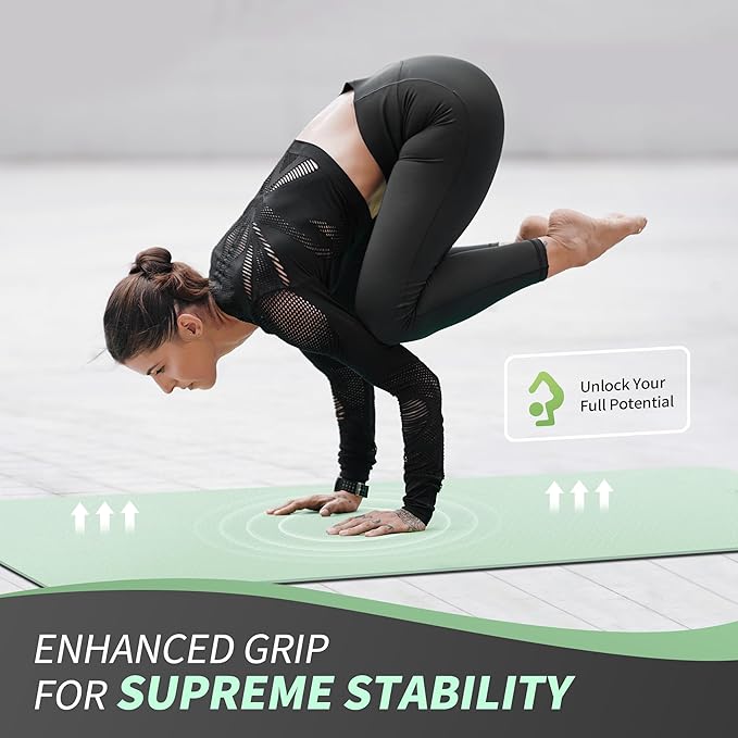 CAMBIVO Yoga Mat for Women Men Kids, 1/3 & 1/4 & 2/5 Inch Extra Thick Yoga Mat Non Slip, 72" x 24" TPE Yoga Mats, Workout Mat with Carrying Strap for Yoga, Pilates and Floor Exercises - Bloomnest