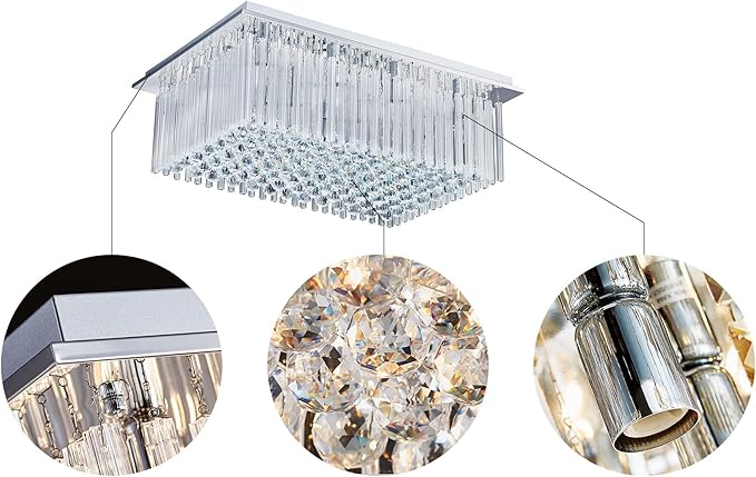 Saint Mossi 12-Lights Modern Chandelier Lamp K9 Crystal Chandelier Light Fixture,Modern Flush Mount Ceiling Light Fixture Raindrop Chandelier for Bedroom,Dining Room,Livingroom,L32 x W22 x H10 - Bloomnest