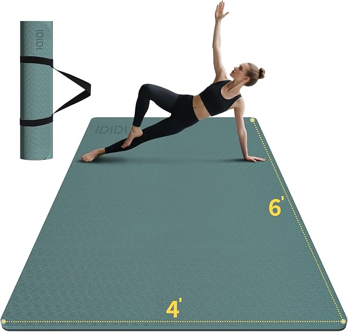 Large Yoga Mat (6'x 4') - Extra Long and Wide 72 x 48 inches, Non-Slip POE Fitness Mat, Eco-Friendly, Thick Wide Exercise Mat for Home Workouts,Ideal for Yoga and Pilates.
