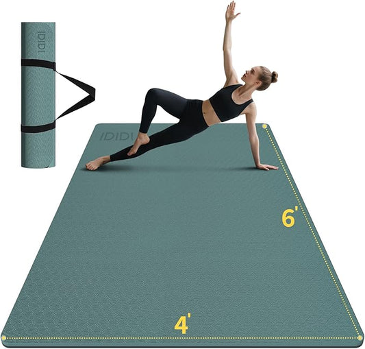 Large Yoga Mat (6'x 4') - Extra Long and Wide 72 x 48 inches, Non-Slip POE Fitness Mat, Eco-Friendly, Thick Wide Exercise Mat for Home Workouts,Ideal for Yoga and Pilates.