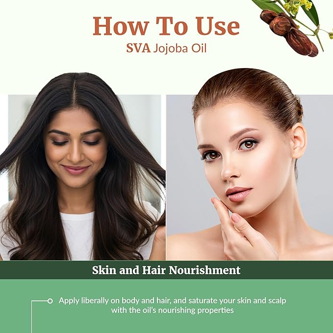 SVA Jojoba Seed Oil Organic - 4 Fl Oz – 100% Natural Cold Pressed Organic Jojoba Oil - for Face, Skin Care, Hair Care, Scalp Massage & Body Massage – Carrier Oil with Dropper - Bloomnest