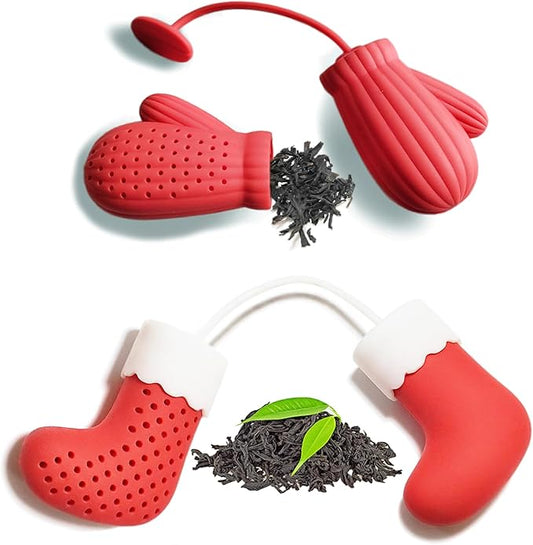 2pcs silicone tea infuser loose leaf tea strainer loose tea steeper, Creative design and reusable funny tea infuser (Gloves + Socks)