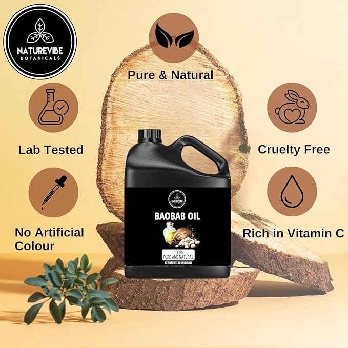 Naturevibe Botanicals Baobab Oil 32 Ounces | 100% Pure and Natural | Great for Skin Care and Hair Care - Bloomnest