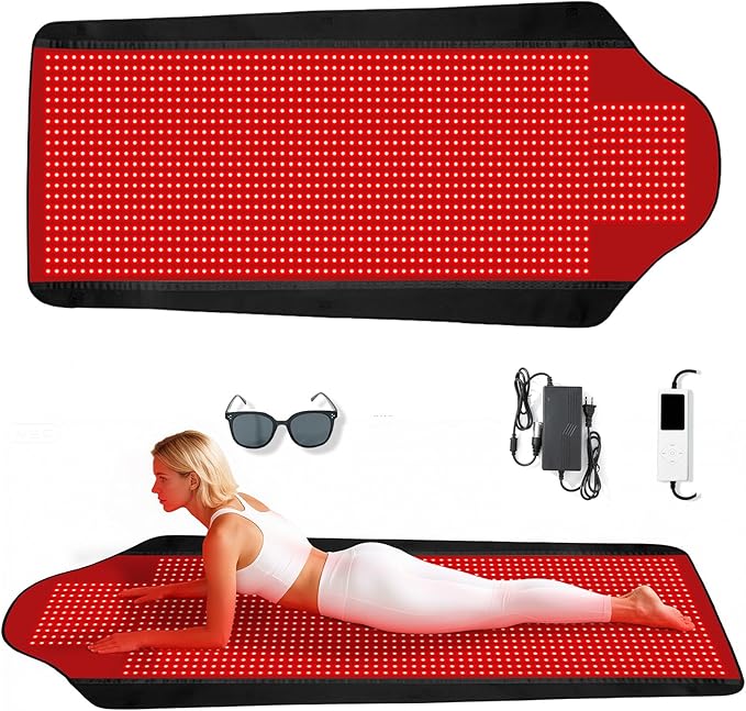 Red Light Therapy Mat for Full Body, Largest 1444 LEDs Near Infrared Light Therapy Pad, 660nm& 850nm 2in1 LEDs Light Blanket, High end Leather, 5 Power Levels UP to 288W, 73"x35" PZJDSR