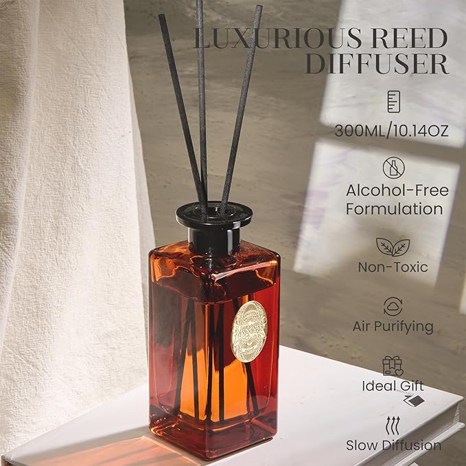 M&SENSE 10.14 oz Large Reed Diffuser Set | Orange Goji Scent Oil Diffuser with Sticks |Hotel Collection Non-Toxic Essential Oil |for Bedroom Bathroom Living Room - Bloomnest