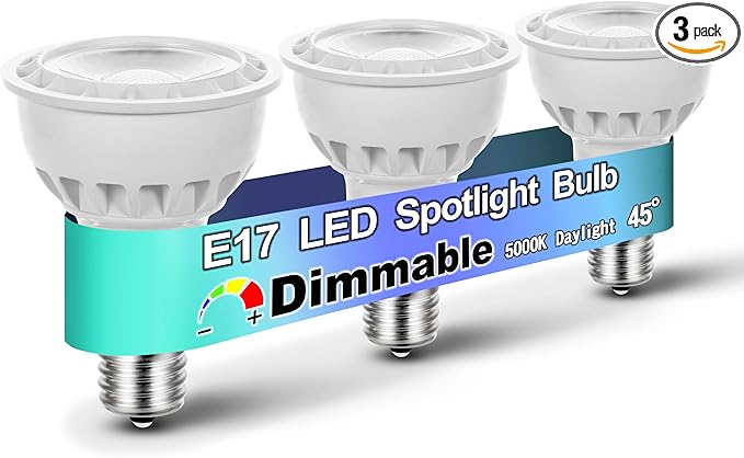 E17 LED Spotlight Bulb Dimmable 6W (60 Watt Equivalent) E17 Intermediate Base Type R14 Reflector Light Bulb for Desk Reading Cabinet Lamp Track Lights, Daylight 5000K, 600 Lumen, 3 Pack - Bloomnest