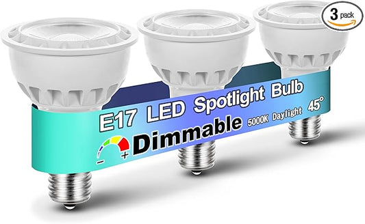 E17 LED Spotlight Bulb Dimmable 6W (60 Watt Equivalent) E17 Intermediate Base Type R14 Reflector Light Bulb for Desk Reading Cabinet Lamp Track Lights, Daylight 5000K, 600 Lumen, 3 Pack - Bloomnest