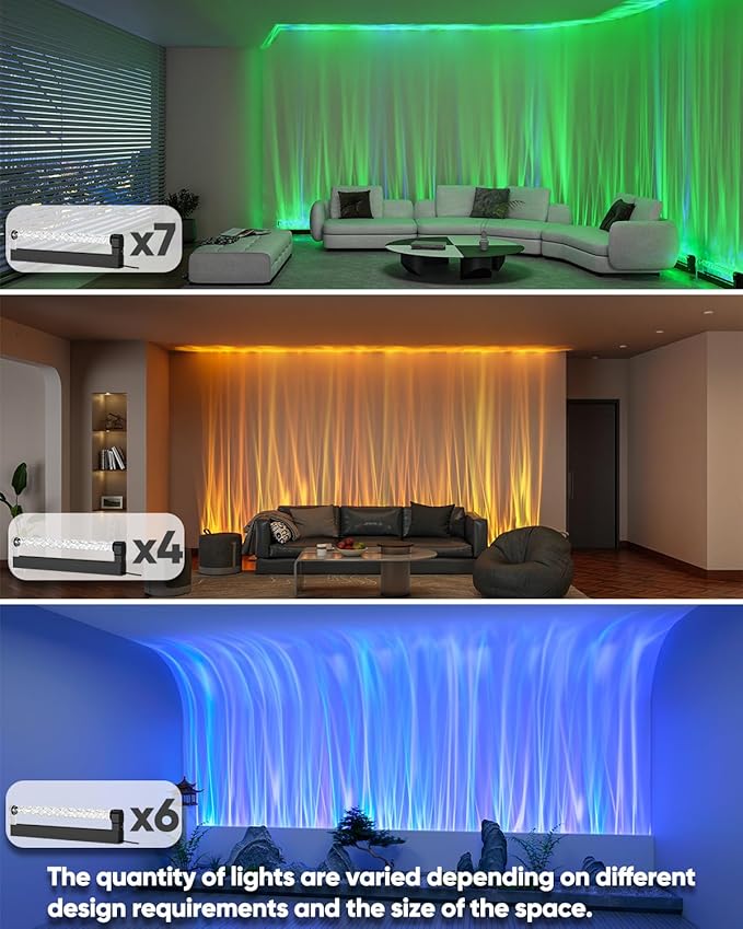 Ocean Wave Lamp RGB LED Light Bar for Bedroom, Cool Ambient Lighting Mood Lighting, Wall Lights for Living Room, Gaming Room Decor, Remote Control (Battery Not Included) - Bloomnest
