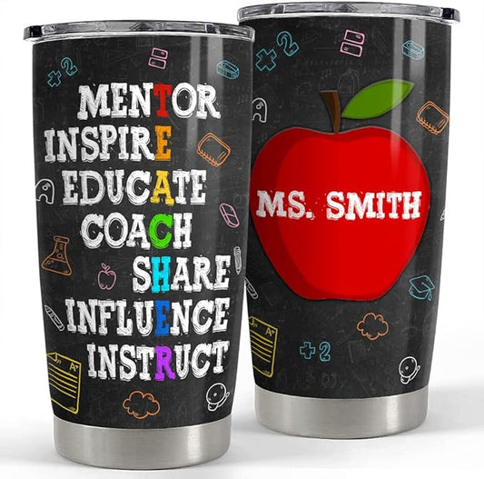 SANDJEST Personalized Teacher Tumbler 20oz 30oz With Lid - Appreciation Gift for Preschool Teaching Assistant - Christmas Birthday Teacher Day - Bloomnest