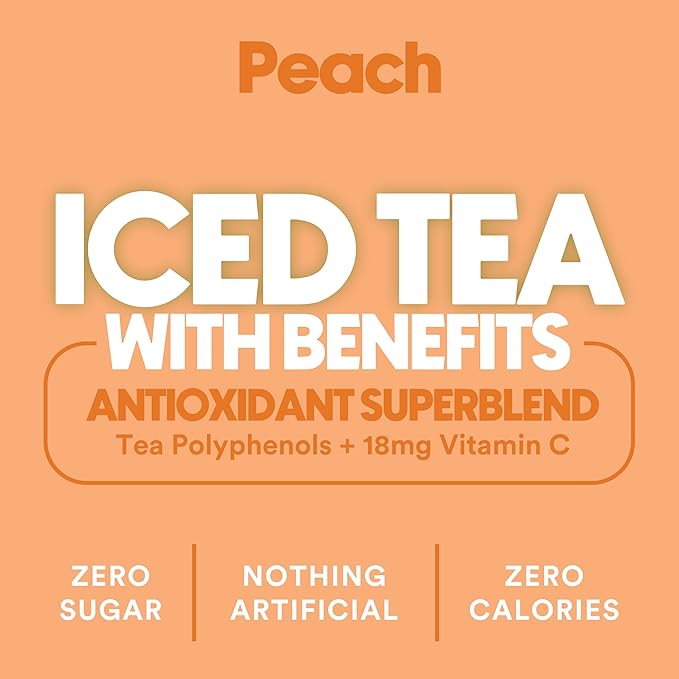 Ryl Iced Tea, Peach, Antioxidant Superblend, Zero Sugar, Low Carb, Zero Calorie Iced Tea, 16.0 Fl Oz (12-Pack) - Bloomnest