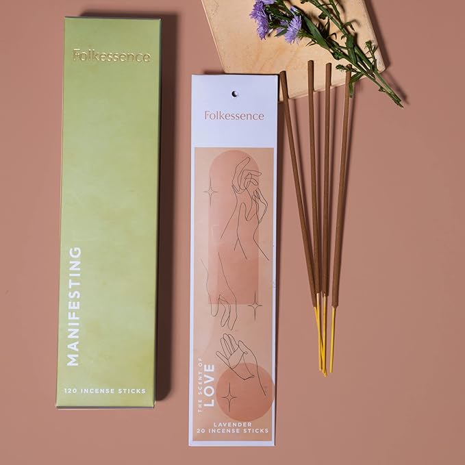 Folkulture Incense Sticks (120 Sticks) | Set of 6 Premium Incense For Manifesting, Aromatherapy, Gifts | No Charcoal,Organic, Non Toxic, 45 Mins, Long Burning Frankincense, Coffee, Mint Insence-Sticks FOLKULTURE