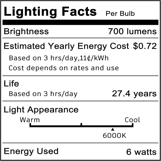 E14 6W European Base LED Turkish Lamp Bulb Equivalent 60W Daylight White 6000K 700lm AC120V E14 C7 T6 LED Bulbs for Persian Moroccan Lamp Chandeliers Ceiling Fan Bulb Under Cabinet Lights, 3 Pack - Bloomnest