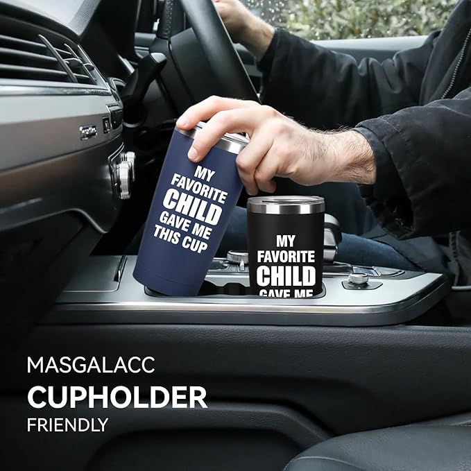 MASGALACC Birthday Gifts For Dad From Daughter, Son, Kids - Husband Present Ideas for Bonus-Dad, Valentines Father Day Christmas - 20 Oz Tumbler, Navy Blue