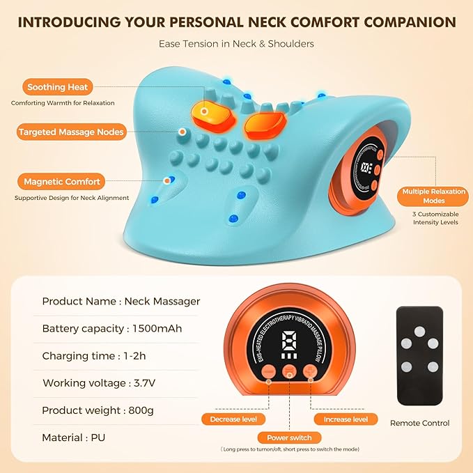 Neck Massager 2026 New Upgrade 3 in 1 Portable Massager with Heat &Comfortable Stretching–Adjustable Intensity for Neck & Shoulder Relaxation at Home,Office,Travel HarrFlow