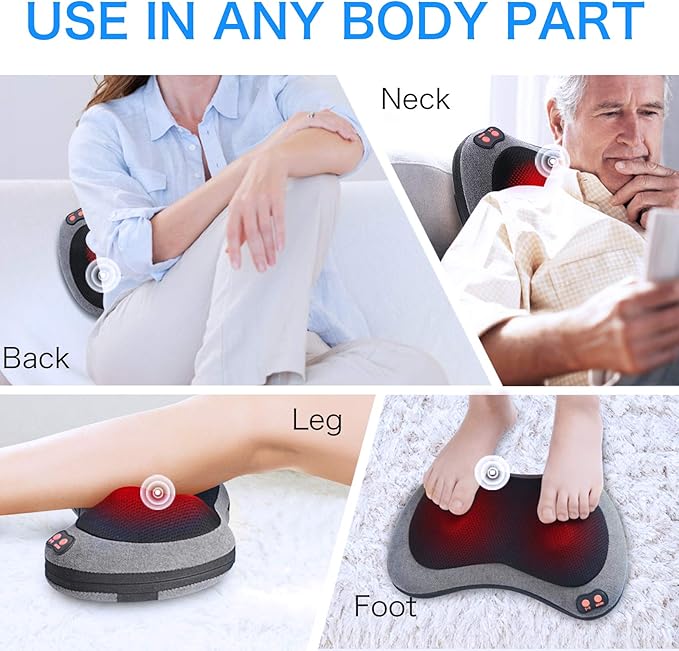 Papillon Shiatsu Back and Neck Massager with Heat, Deep Tissue Kneading,Electric Massage Pillow for Back,Shoulders,Legs,Foot,Body Muscle Pain Relief,Use at Home,Car,Office - Bloomnest