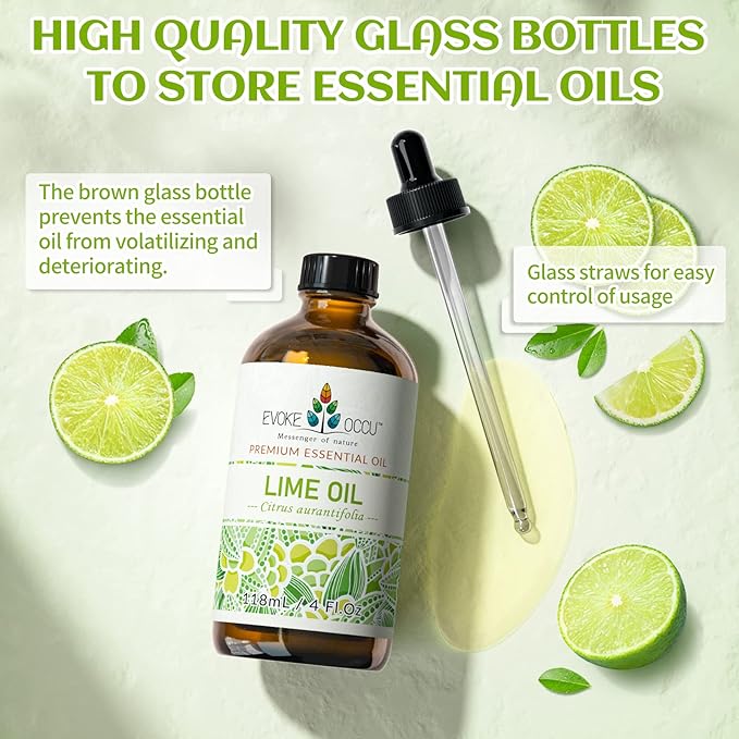 EVOKE OCCU Pure Lime Essential Oil for Diffuser, Aromatherapy, Hair and Candles Making - 4 Fl Oz - Bloomnest
