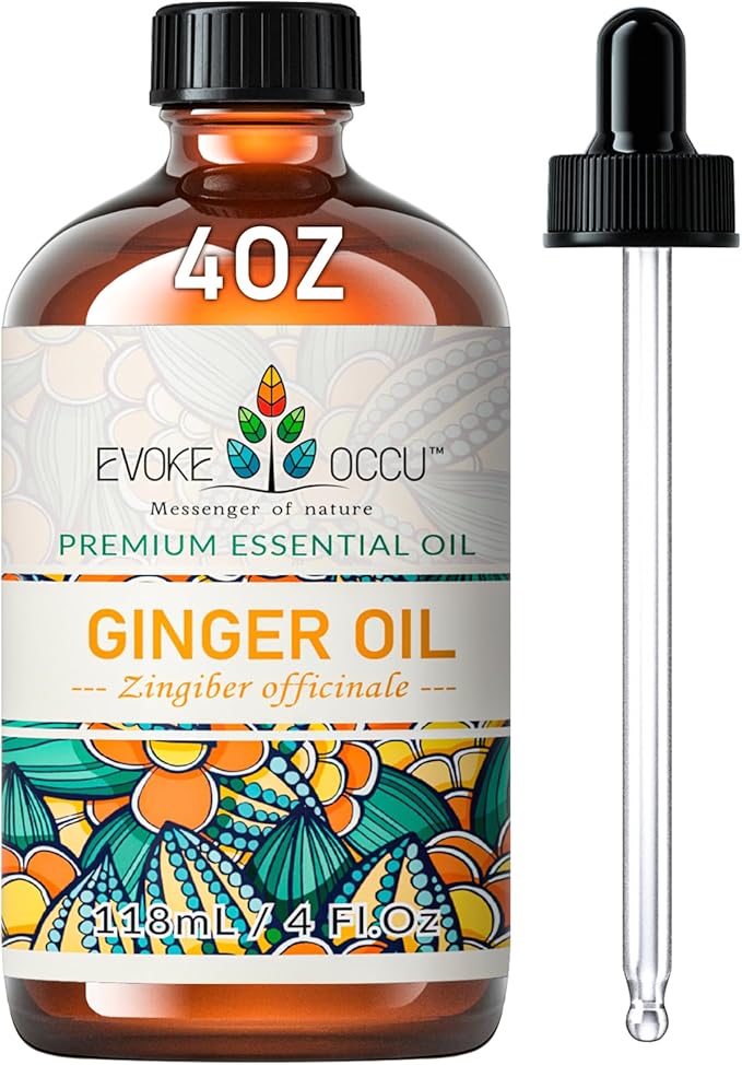EVOKE OCCU 100% Pure Ginger Oil, Natural Ginger Essential Oil for Massage, Diffuser, Hair, Skin, DIY - 4 Fl Oz - Bloomnest