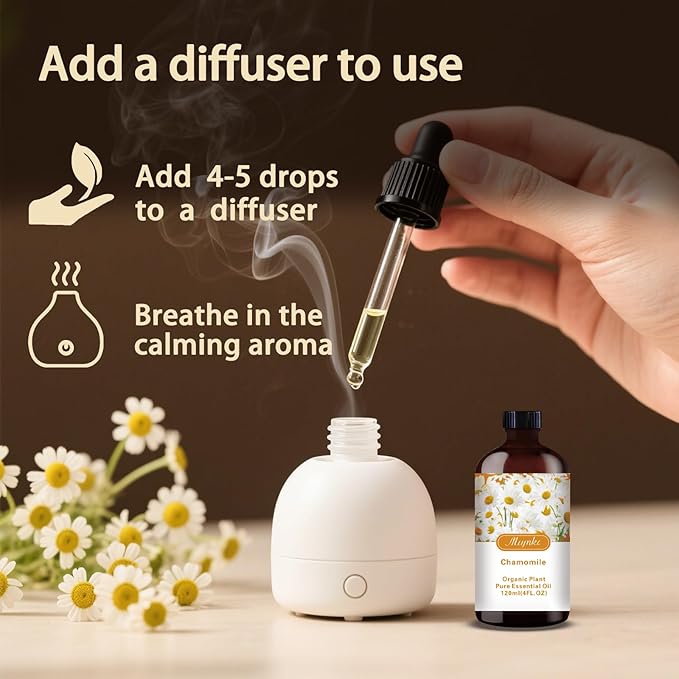 Chamomile Essential Oil-Chamomile Fragrance Oil 4.33oz (130ml)-100% Pure Natural Scent for Diffusers, Candles, Soap Making & Aromatherapy-Relaxing Home & Gift Essential Oil for Bath, Massage - Bloomnest