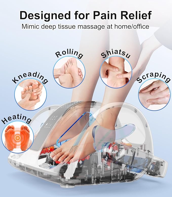 CARESKY® Shiatsu Foot Massager with Heat, Rolling Deep Kneading, Feet Massager Machine for Plantar Fasciitis, Neuropathy Pain, Size up to 14", Multiple Modes - Bloomnest