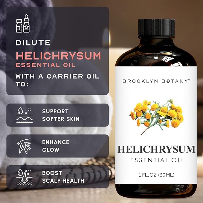 Brooklyn Botany Helichrysum Essential Oil - 100% Pure and Natural - Premium Grade Oil with Dropper - for Aromatherapy and Diffuser - 1 Fl Oz - Bloomnest
