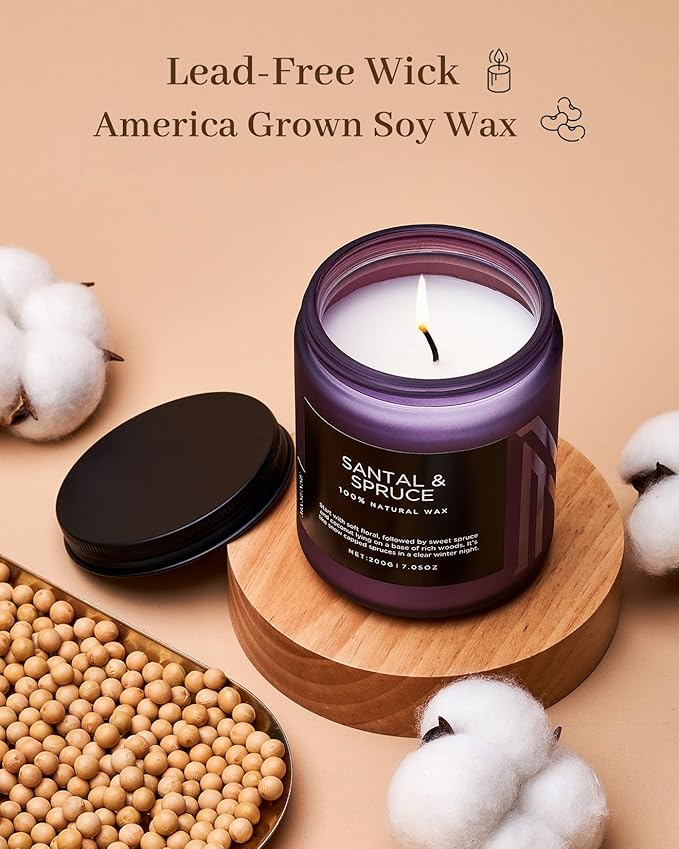 M&SENSE Sweet Spruce Scented Candle, Natural Soy Wax Winter Candle Cotton Wick 7.05oz Up to 50 Hours Tree Scented for Holiday Housewarming Gifts for Friends Family - Bloomnest