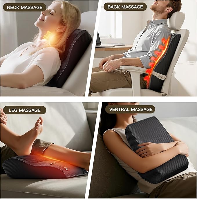 Back Massager with Heat, 3D Kneading Massage Pillow for Neck Back Shoulder Leg, Cordless & Portable for Home Office, Use on Couch or Bed, Ideal Muscle Relaxation Gift,holiday gift,christmas gifts - Bloomnest