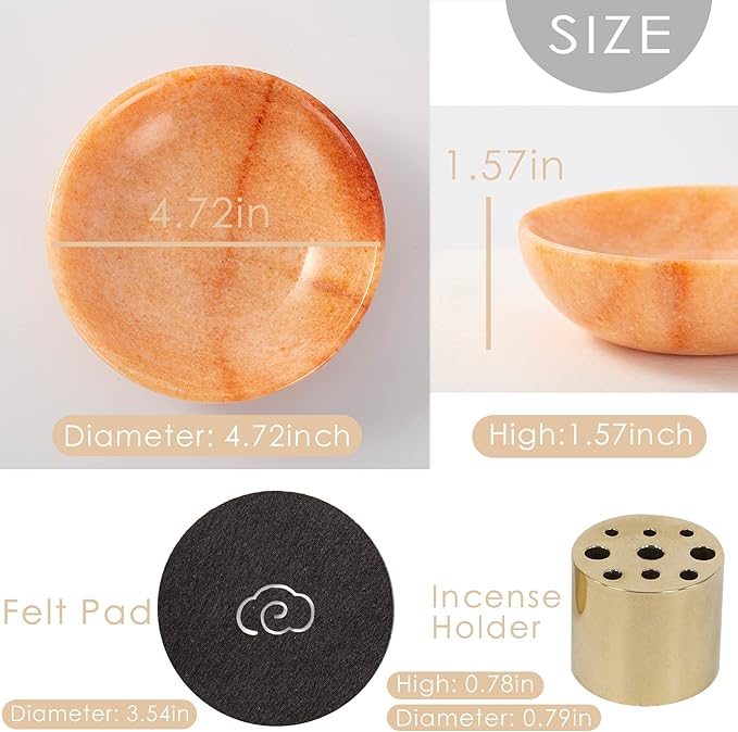 Rare Natural Red Marble Incense Holder, Astonishing Incense Burner for Meditation - Sunset Red - Bloomnest
