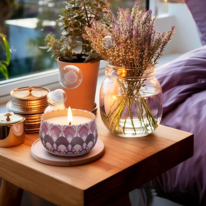 Hausware 3 Pack Scented Candles, 2.5 oz Aromatherapy Candles with Floral Scents,Soy Candles Set with 72H Burning Time,Ideal Gift for Women (Strawberry+Lilac+Freesia) - Bloomnest
