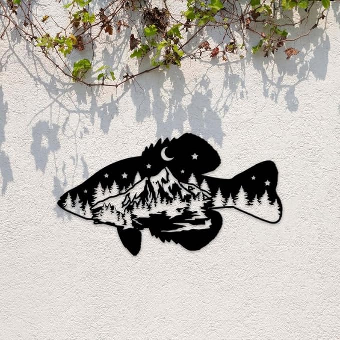 Personalized Neon Sign, Crappie Fish Mountain Metal Wall Art Led Light, Fishing Gifts for Men, Gift for Dad, Fish and Trees Sign, Cabin Lodge Decor, Fisherman Gift, 6x6, Style 2 - Bloomnest
